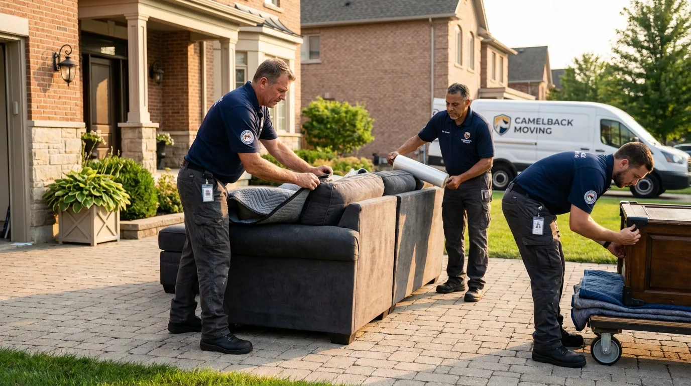 Large estate moving crew wrapping furniture in Lewisville, AR