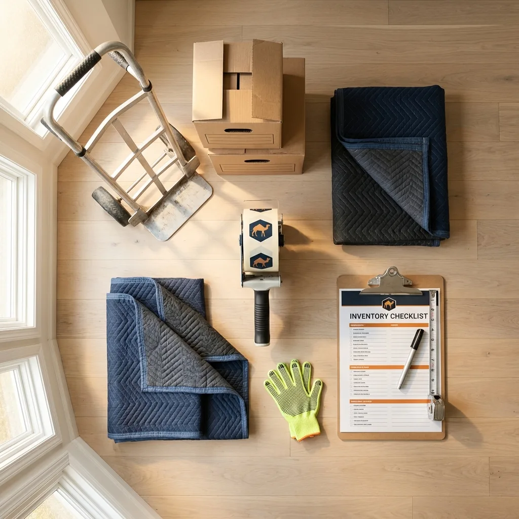 Professional moving supplies and packing materials layout for Lewisville residential relocations